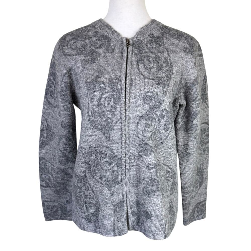 Christopher & Banks 100% Wool Gray Zipper Cardigan Layering Sweater Coatigan